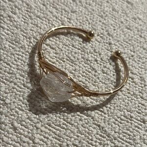 Gold Wire Wrapped Bracelet with Clear Stone